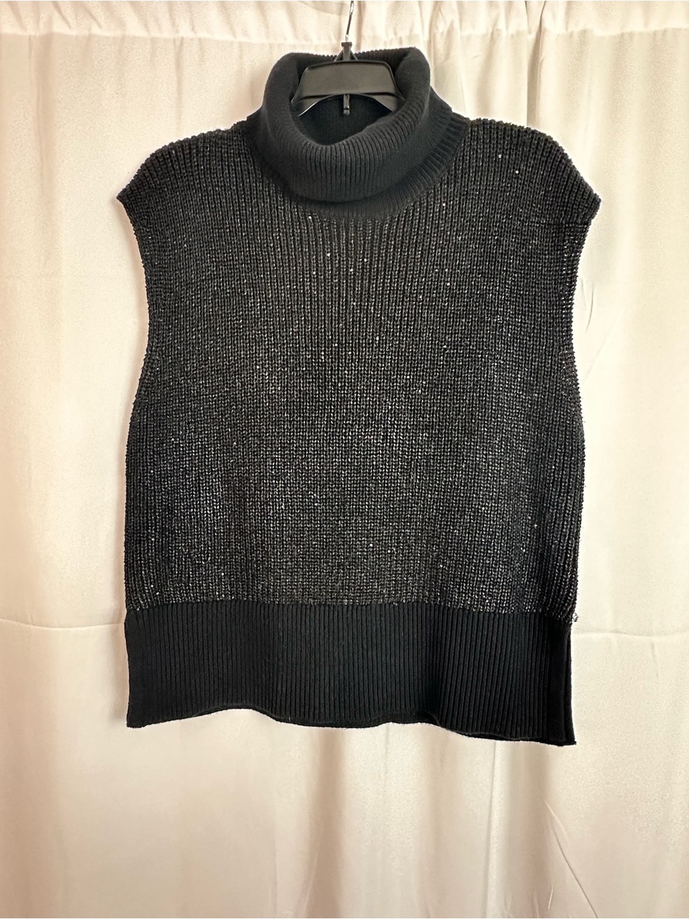Michael Michael Kors Black Sleeveless Turtleneck Knit Sweater, Dark Academia, L